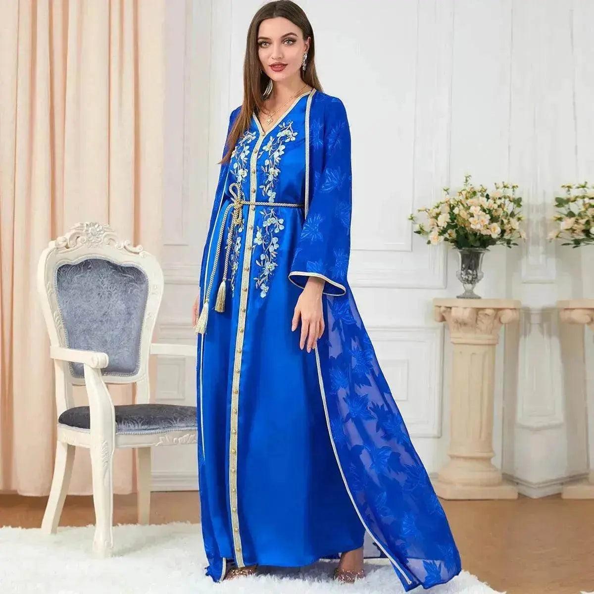 Arab  Women's Robes V-neck Suit Dress