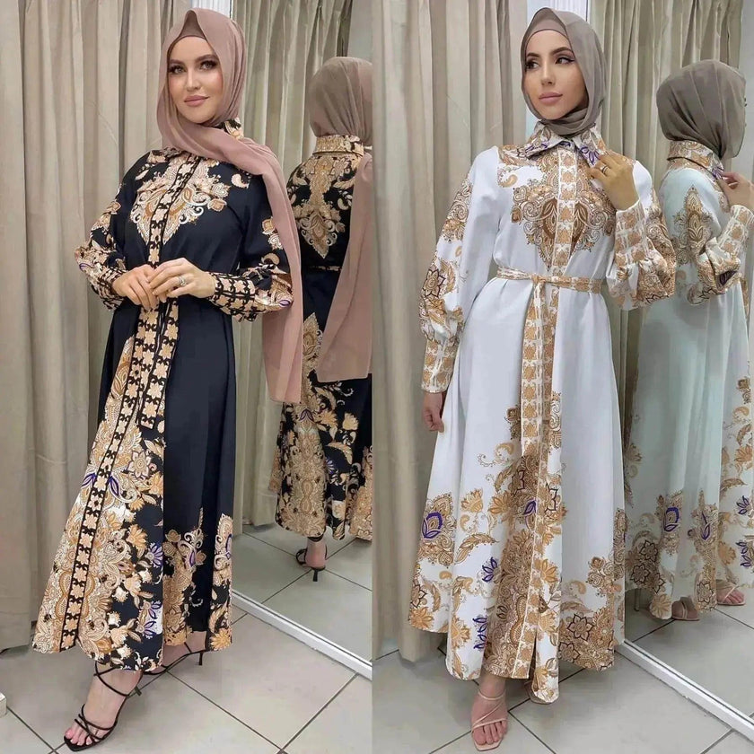 Arab  Women's Wear Arabic Print Swing Dress