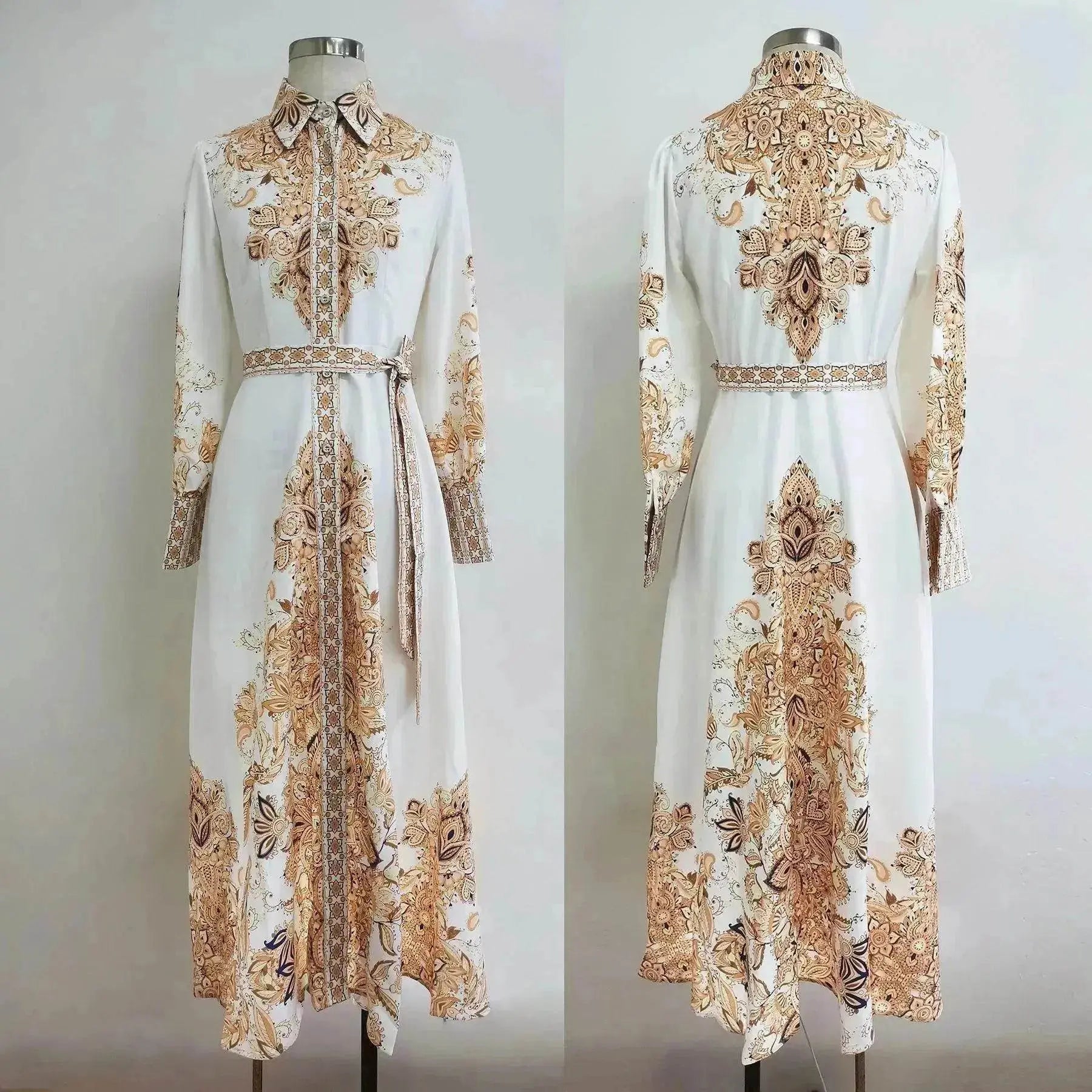 Arab  Women's Wear Arabic Print Swing Dress