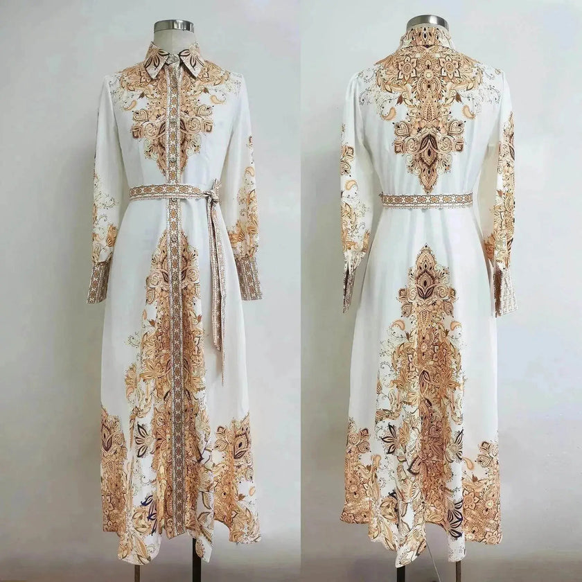 Arab  Women's Wear Arabic Print Swing Dress