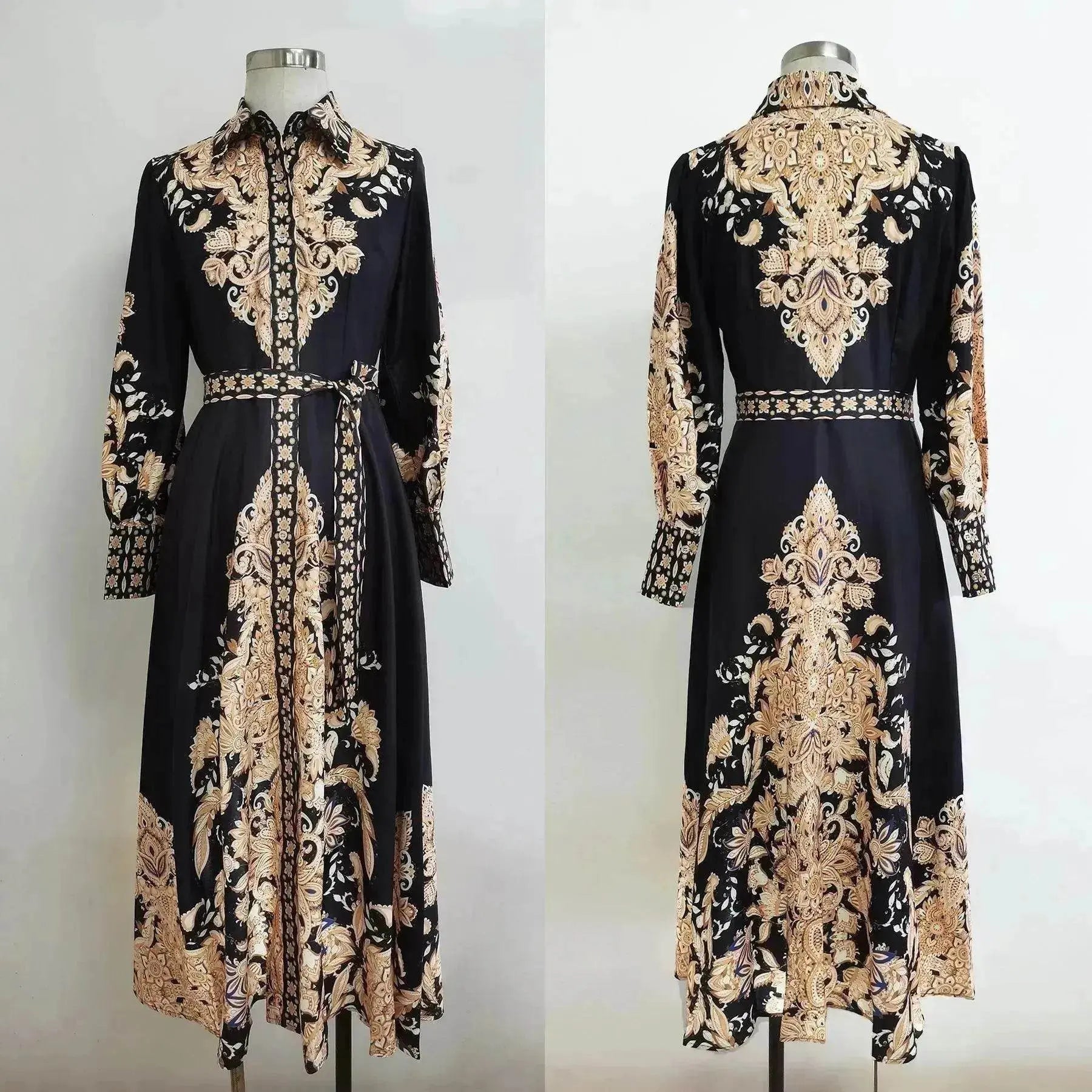 Arab  Women's Wear Arabic Print Swing Dress