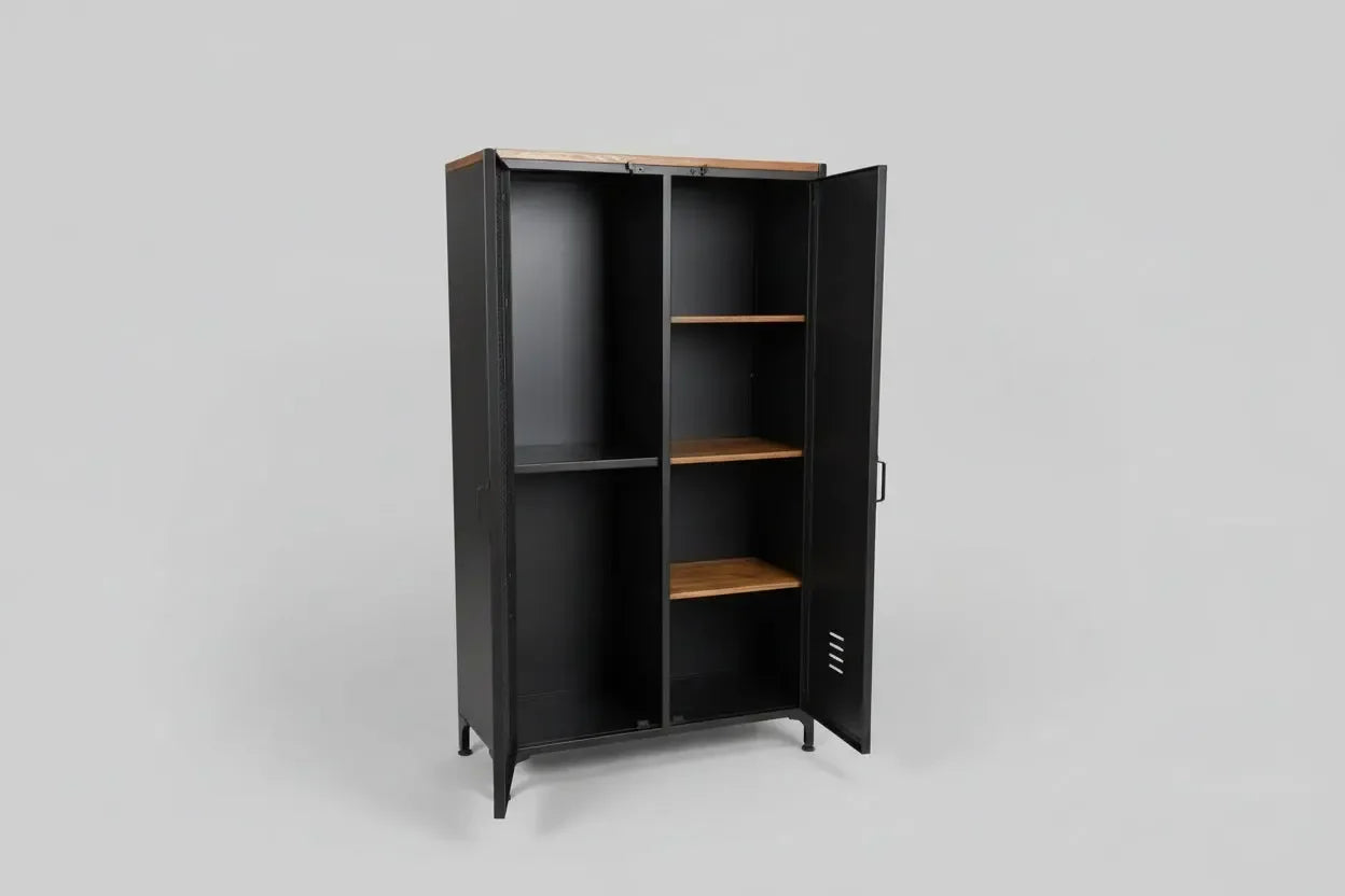 Armoire industrielle style casier avec porte en grillage