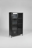 Armoire vintage en acier noir avec portes vitrées