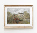 Cottage Floral Oil Painting | Muted Landscape Art Print L224