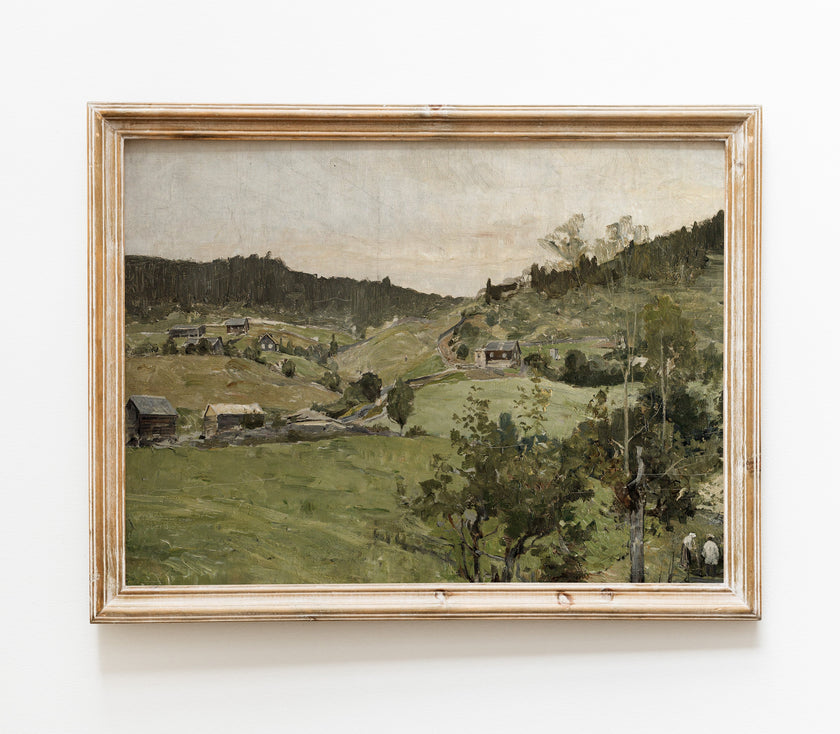 Vintage Village Landscape Art Print L0121