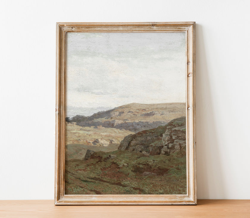 Vintage Landscape Overcast Painting L0223C
