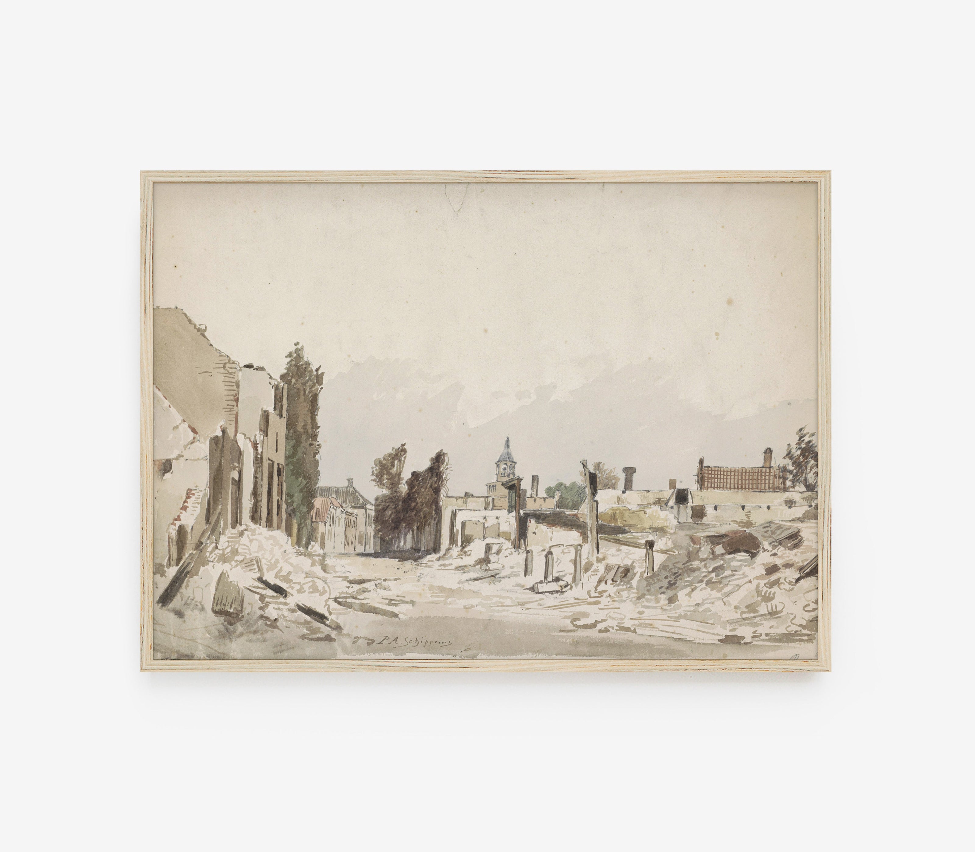 Vintage Neutral Landscape Art Print L0113