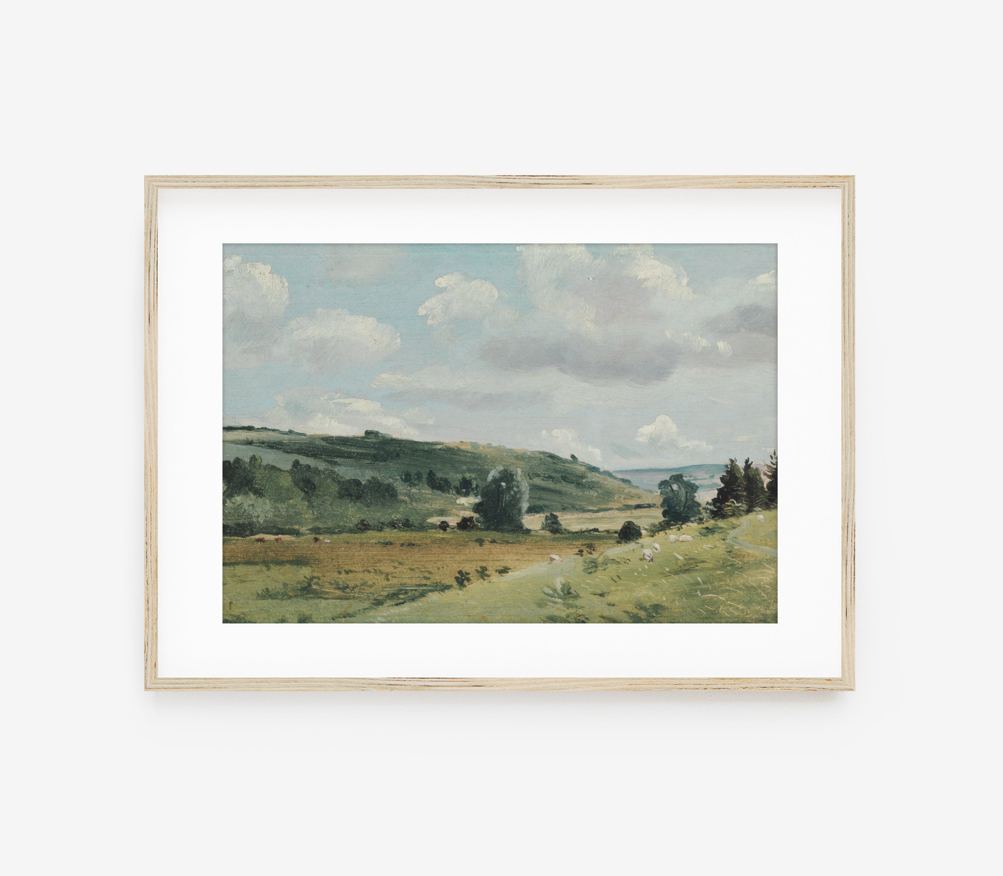 Vintage Green Field Landscape Art Print L0159