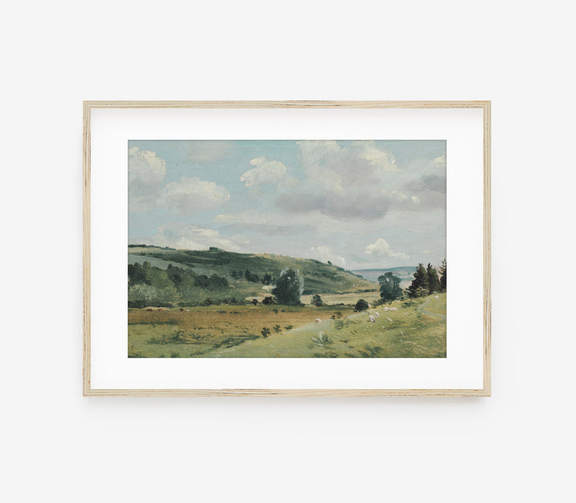 Vintage Green Field Landscape Art Print L0159