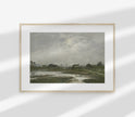 Vintage Muted Green Landscape Art Print L0161