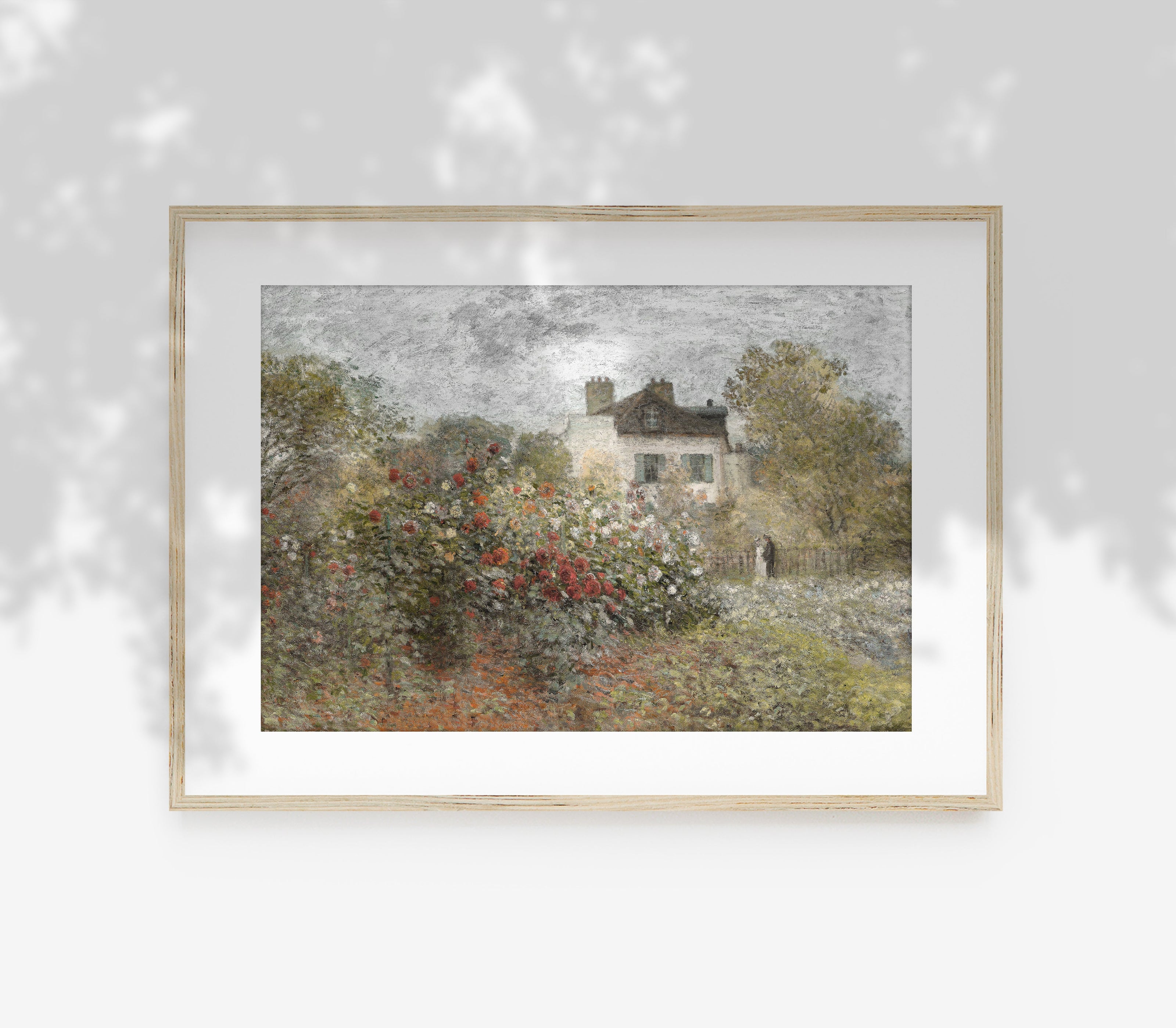 Cottage Floral Oil Painting | Muted Landscape Art Print L224