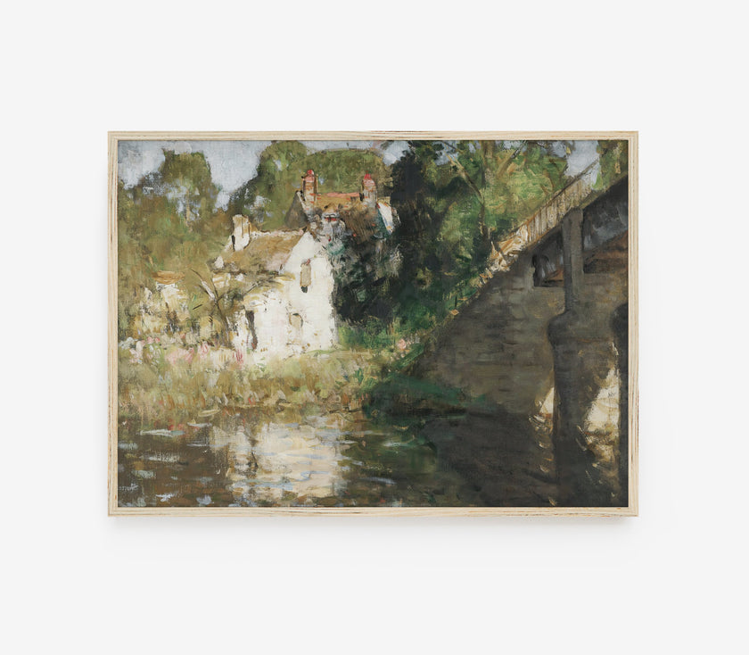 Vintage Cottage Landscape Art Print L0118