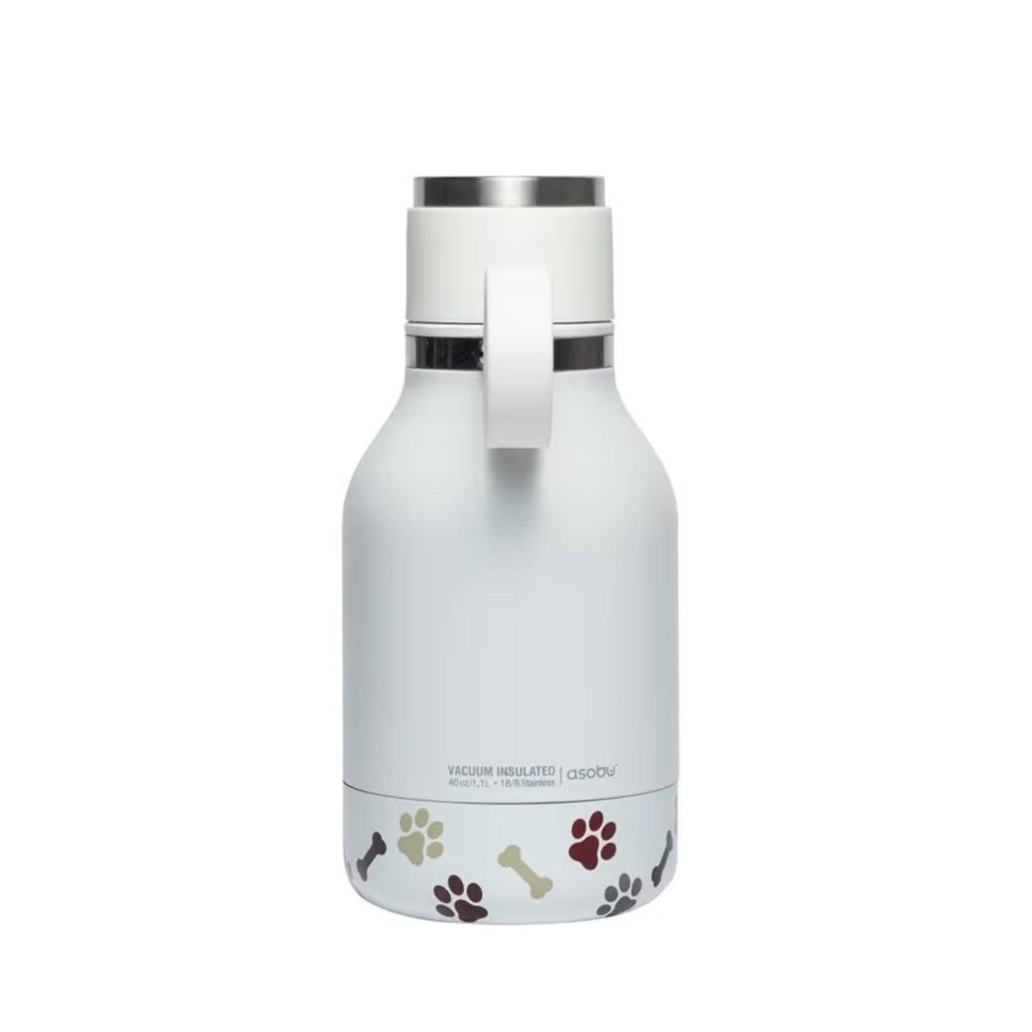 Asobu - Pet Bowl Attached to Stainless Steel Insulated Travel Water Bottle 33 Oz (white)