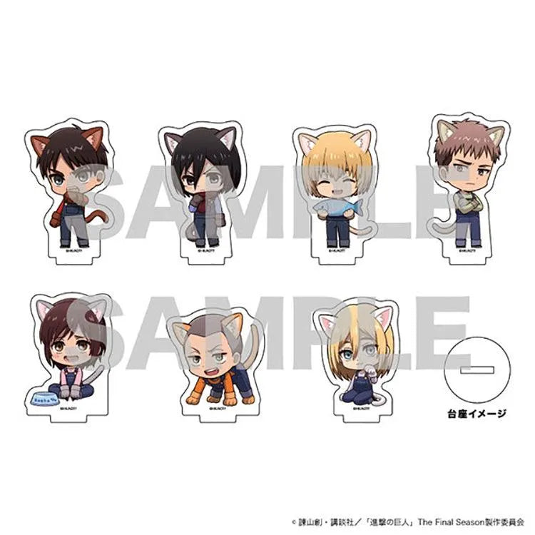 Attack on Titan Anime Merch - 34/ Cat ver. Mini Chara Illustration Acrylic Puchi Stand