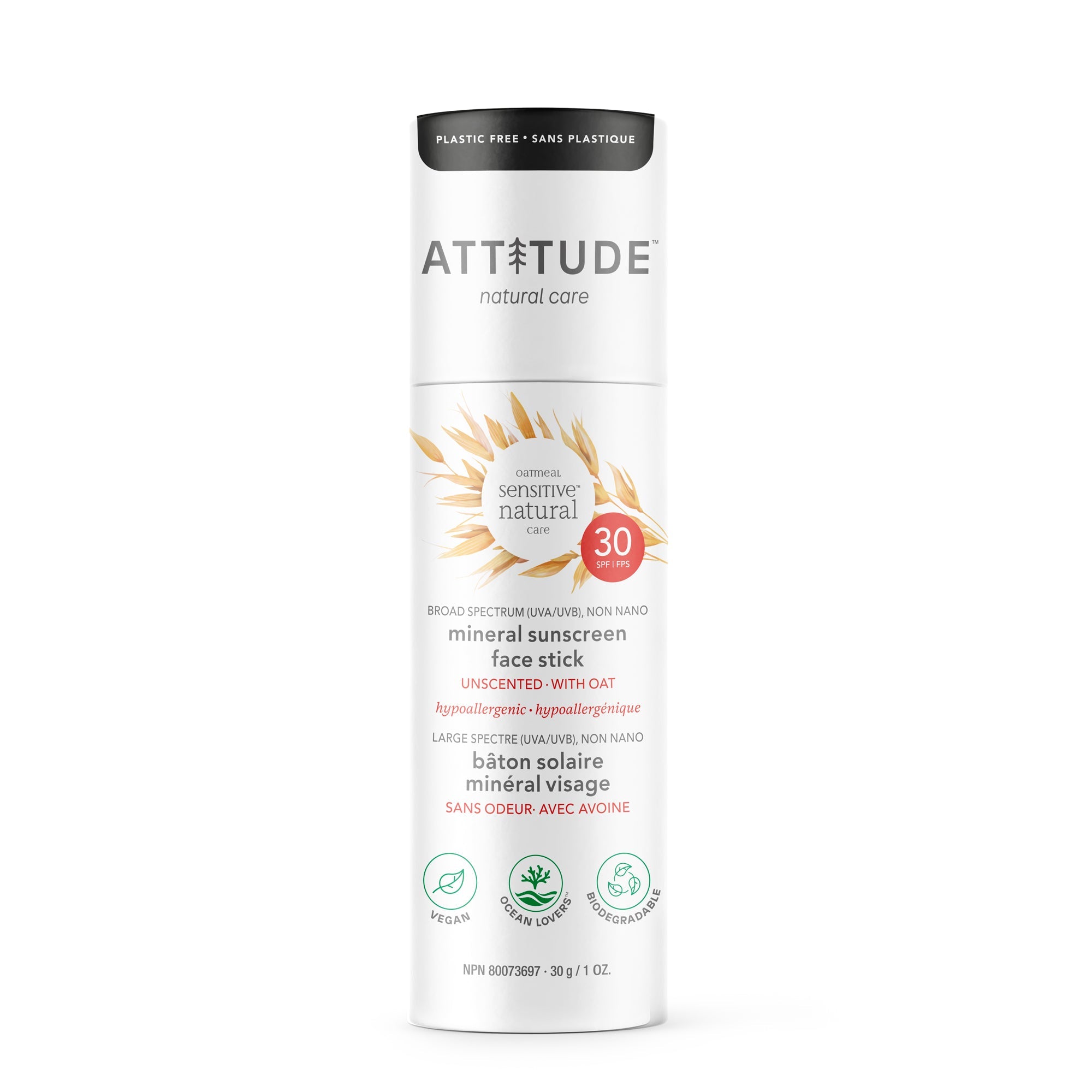 Attitude SPF30 Sensitive Face Stick - Fragrance-Free, 30g