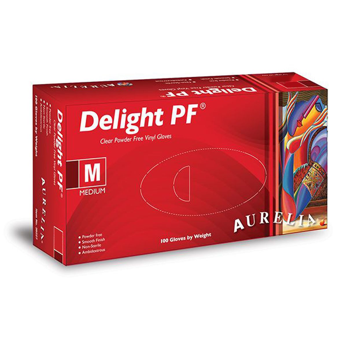Aurelia - Delight Vinyl Glove Powder Free Medium 100 Un (38227)