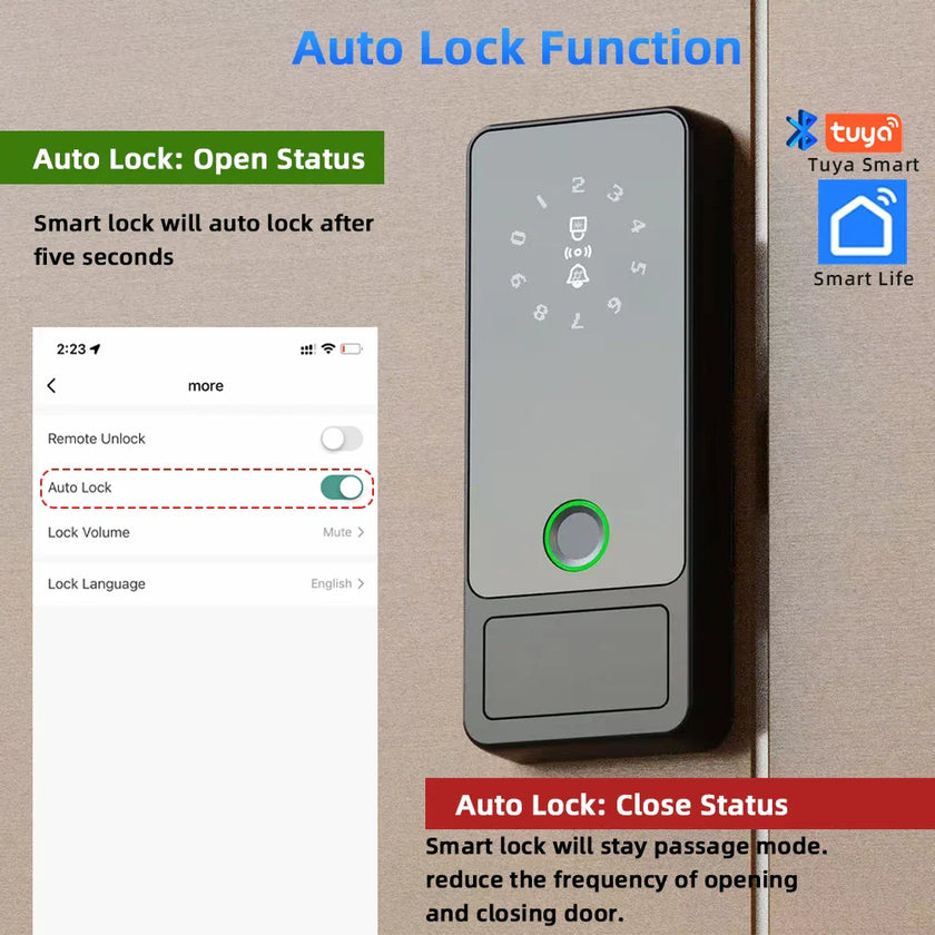 RAYKUBE G18 Tuya Smart Door Lock APP/Fingerprint/IC Card/Password Unlock