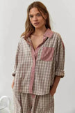 Autumn Women's Clothing Casual Homewear Plaid Shirt Outfit