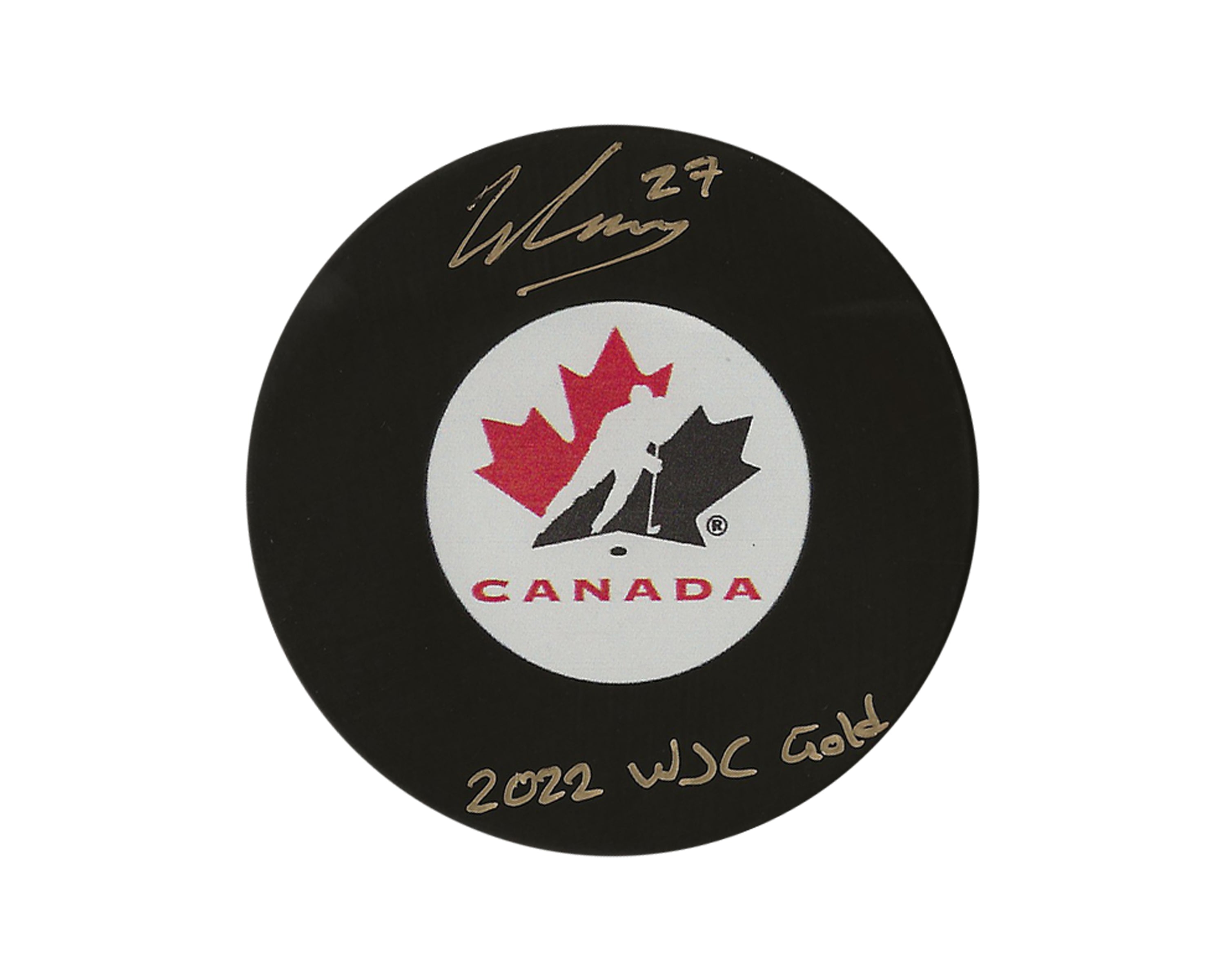 Will Cuylle Autographed Team Canada Autograph Model Puck Inscribed 