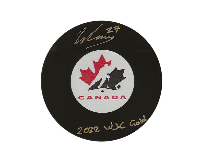 Will Cuylle Autographed Team Canada Autograph Model Puck Inscribed 