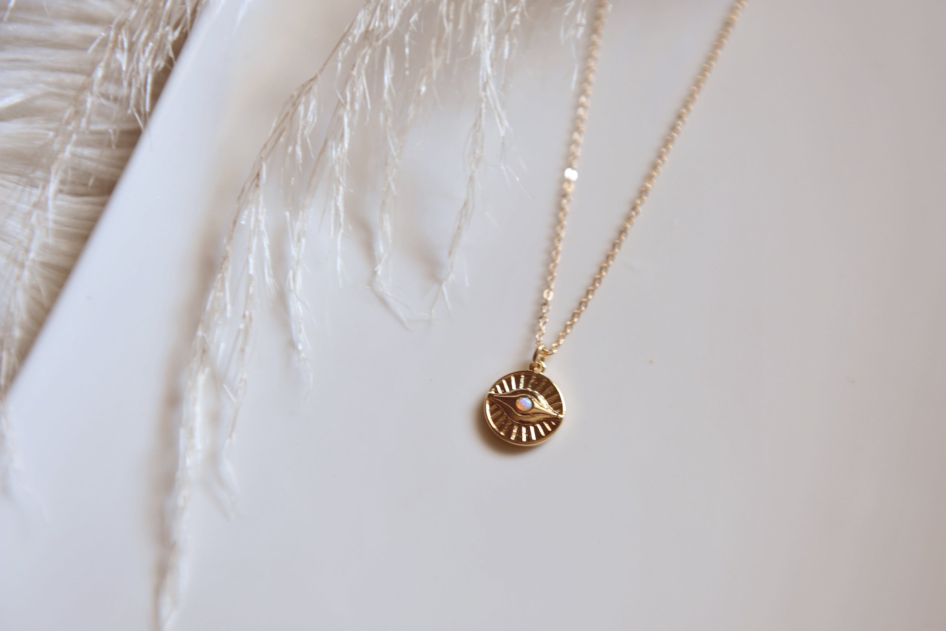 Sun Evil Eye Opal Necklace