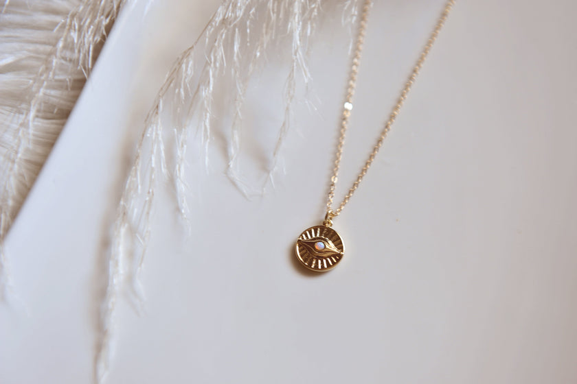 Sun Evil Eye Opal Necklace