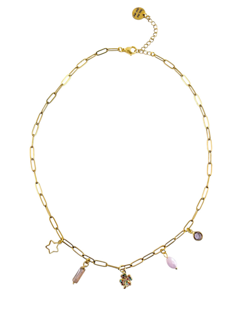 Four Leaf Clover Charm Necklace - Gold