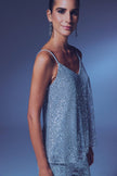 Sequin Spaghetti Strap Camisole - Silver
