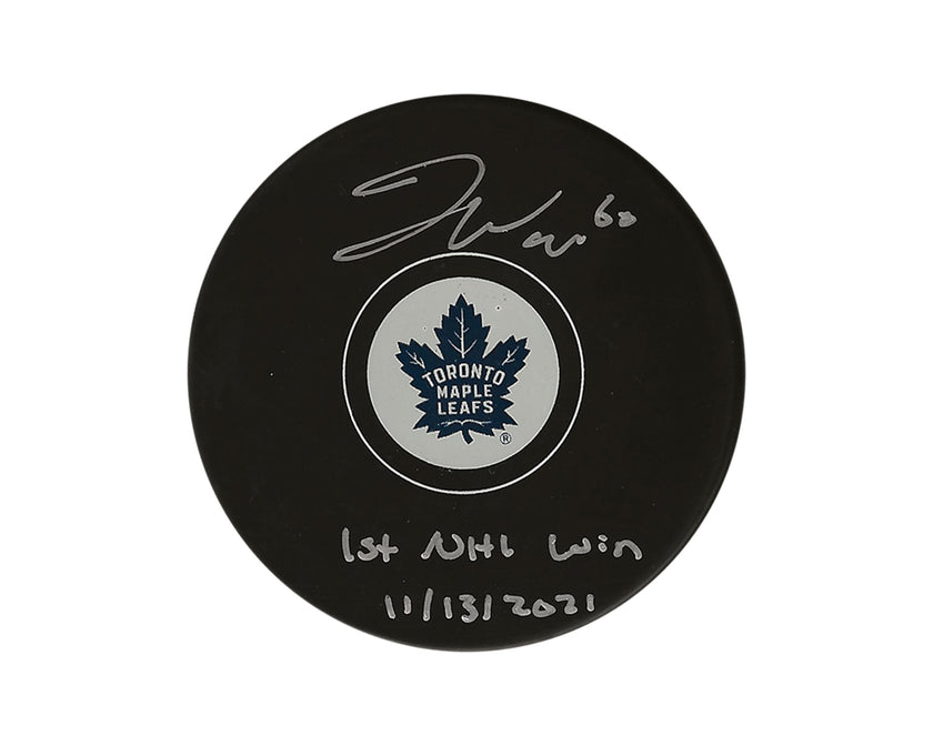 Joseph Woll Autographed Toronto Maple Leafs Autograph Model Puck Inscribed 