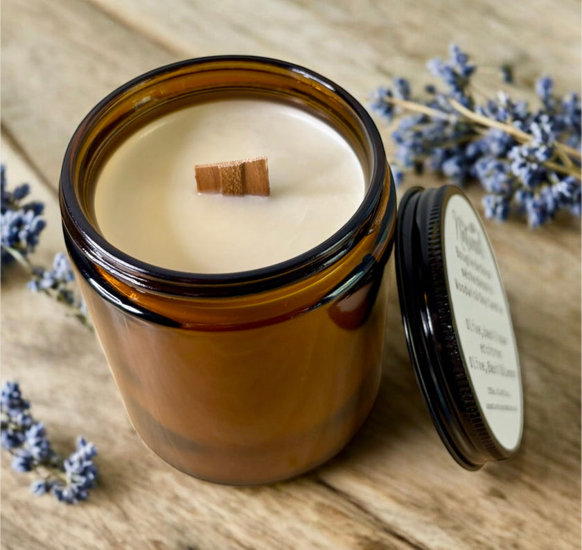 8oz Woodwick Soy Candle – Hand-Poured, Crackling Wick, Long-Lasting Scent