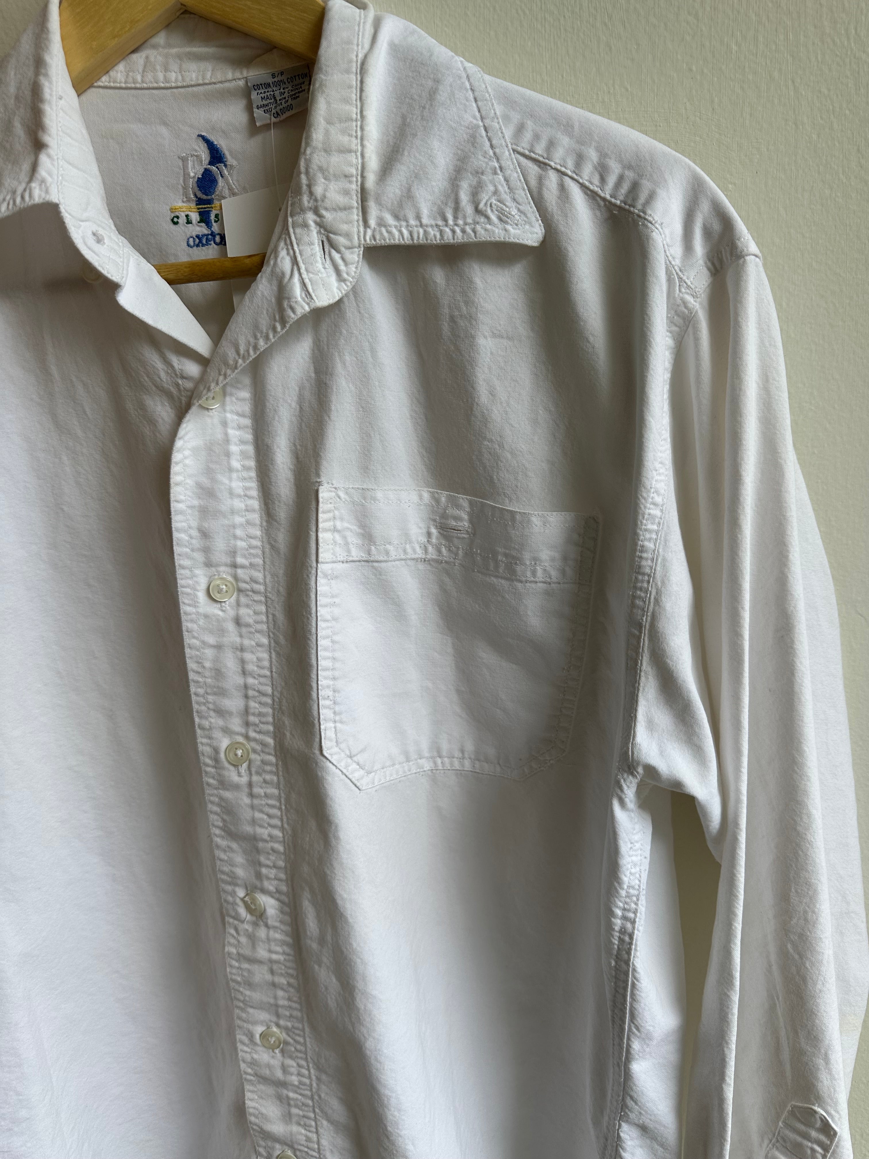 Vintage Classic Cotton Button-Up – Bright White | Size Small