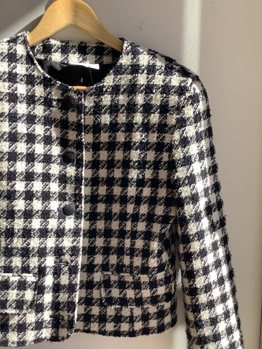 Vintage Bianca Black& White Houndstooth Cropped Blazer