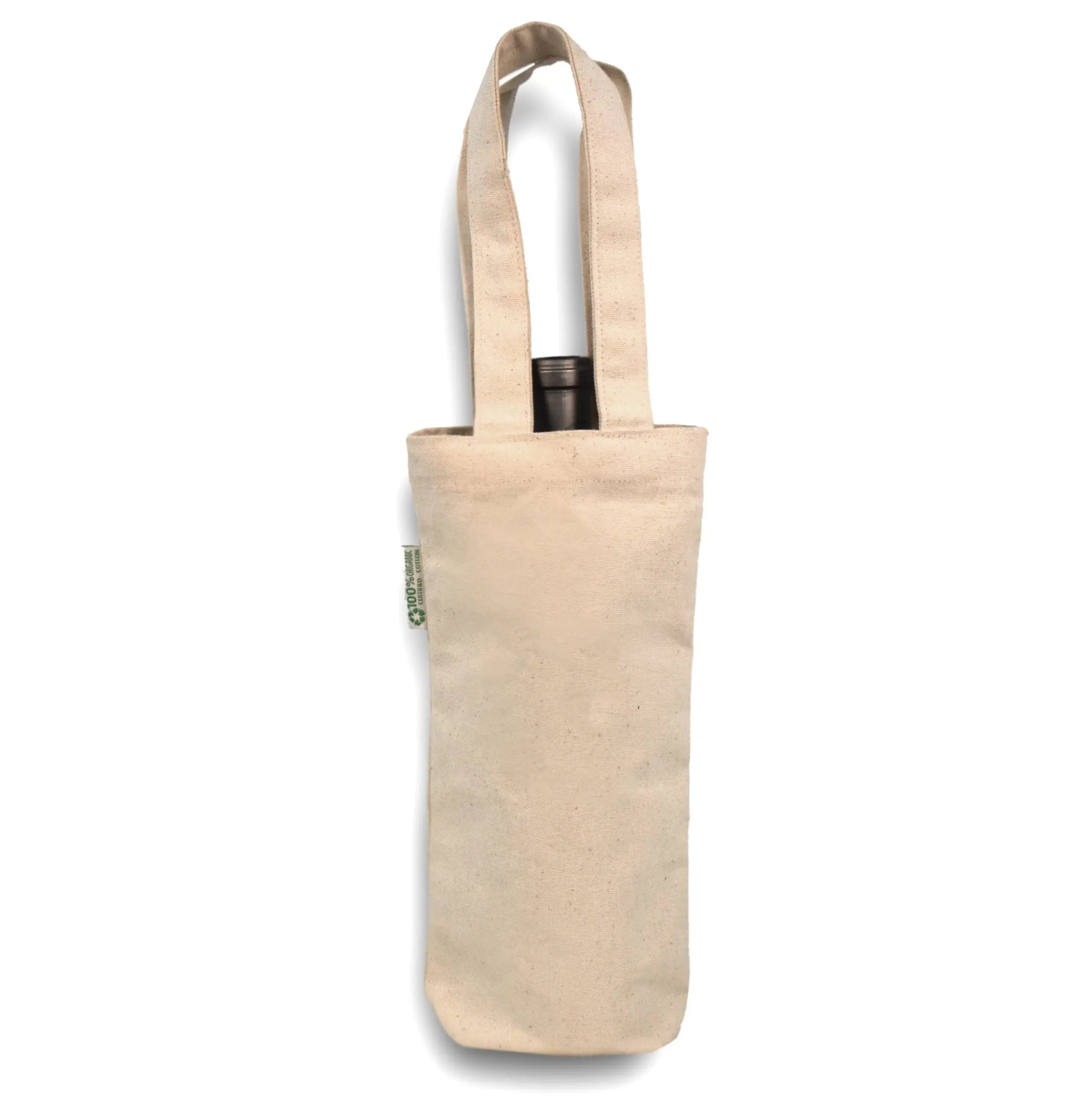 Organic Cotton Single Bottle Wine Bag - B3760