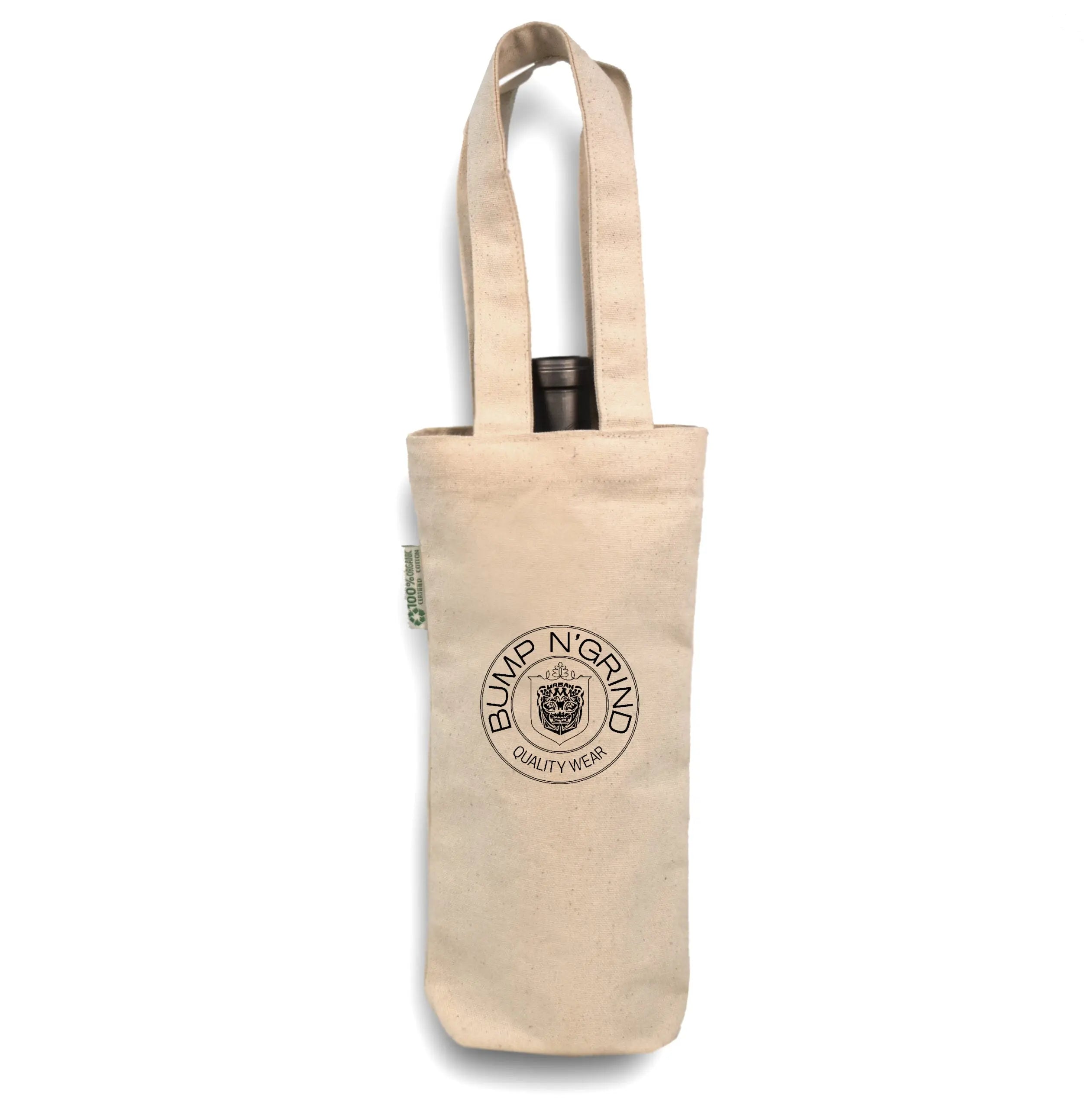 Organic Cotton Single Bottle Wine Bag - B3760