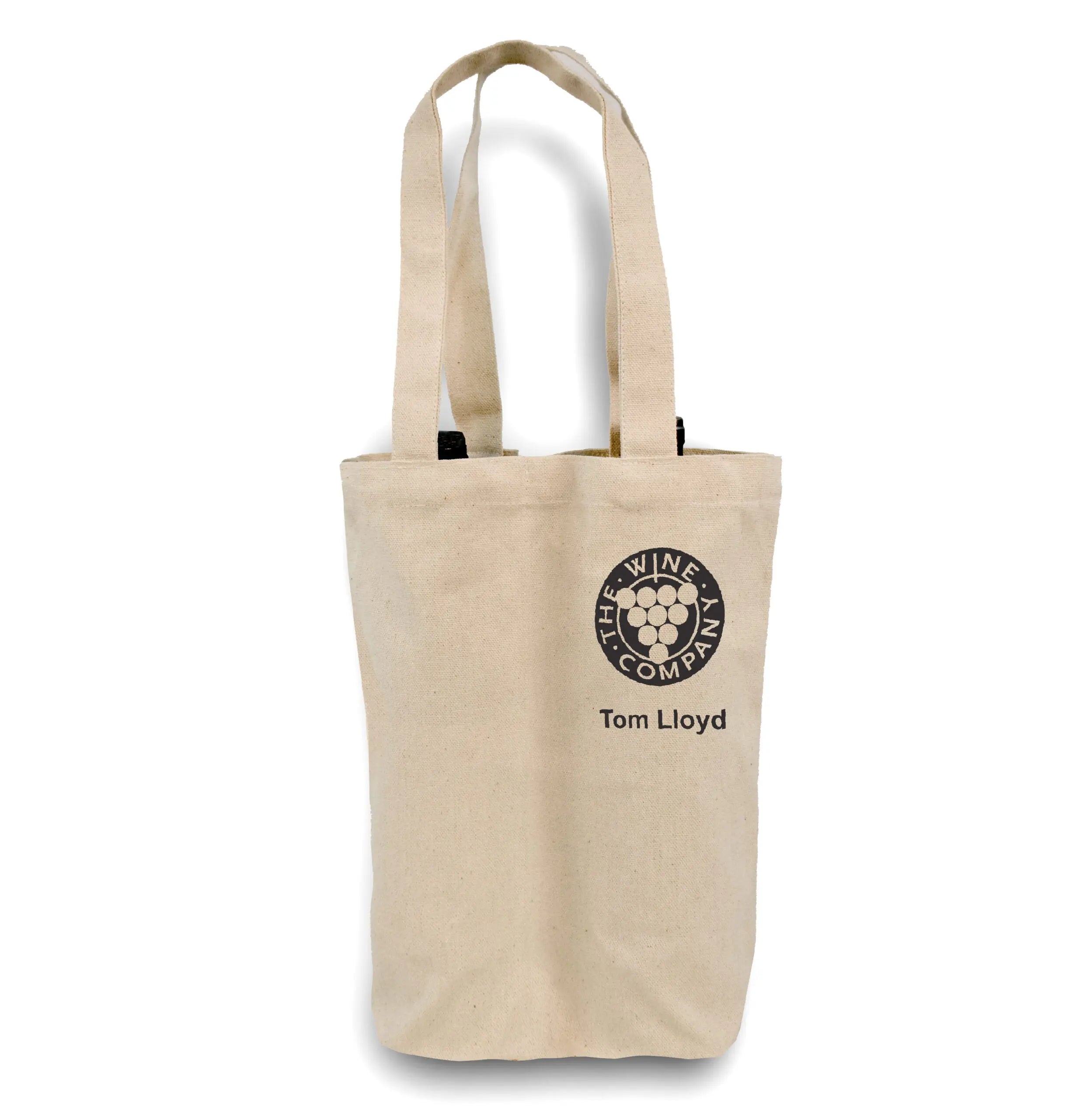 Organic Cotton Double Wine Bottle Tote - B3765