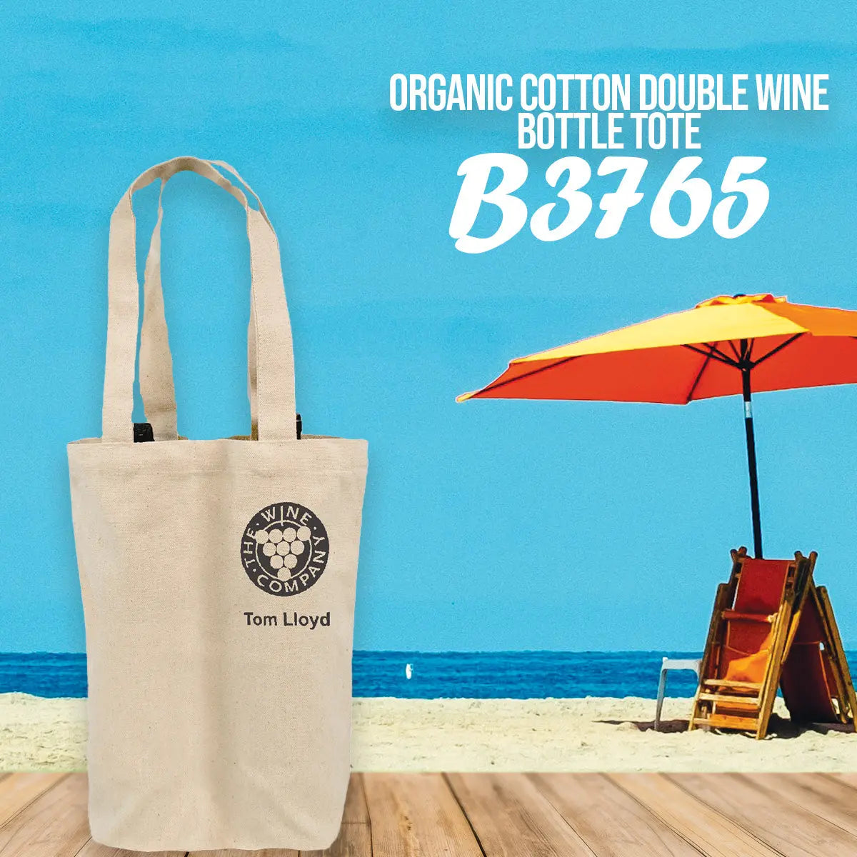 Organic Cotton Double Wine Bottle Tote - B3765