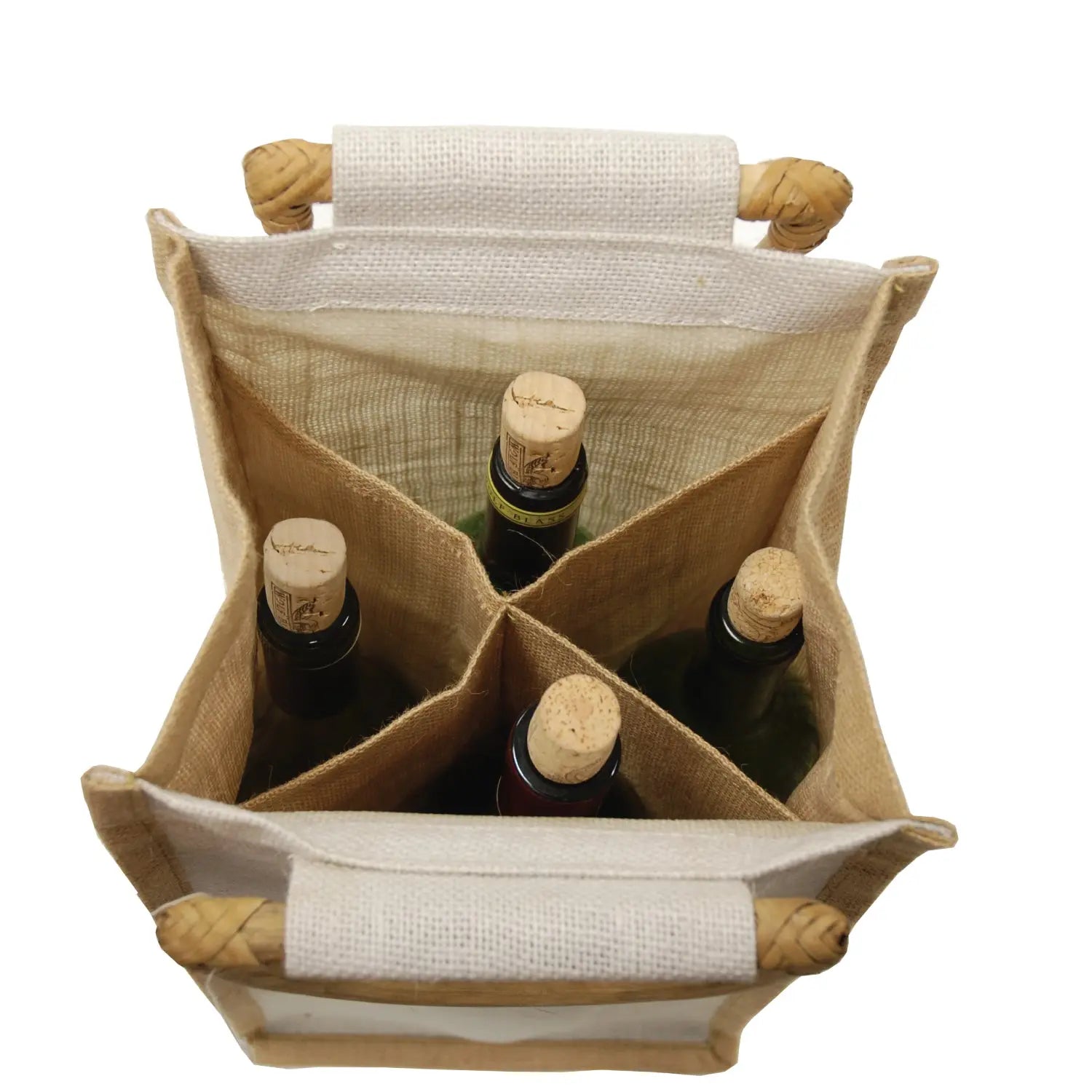 Ecorite Jute 4 Bottle Wine Tote - B3785