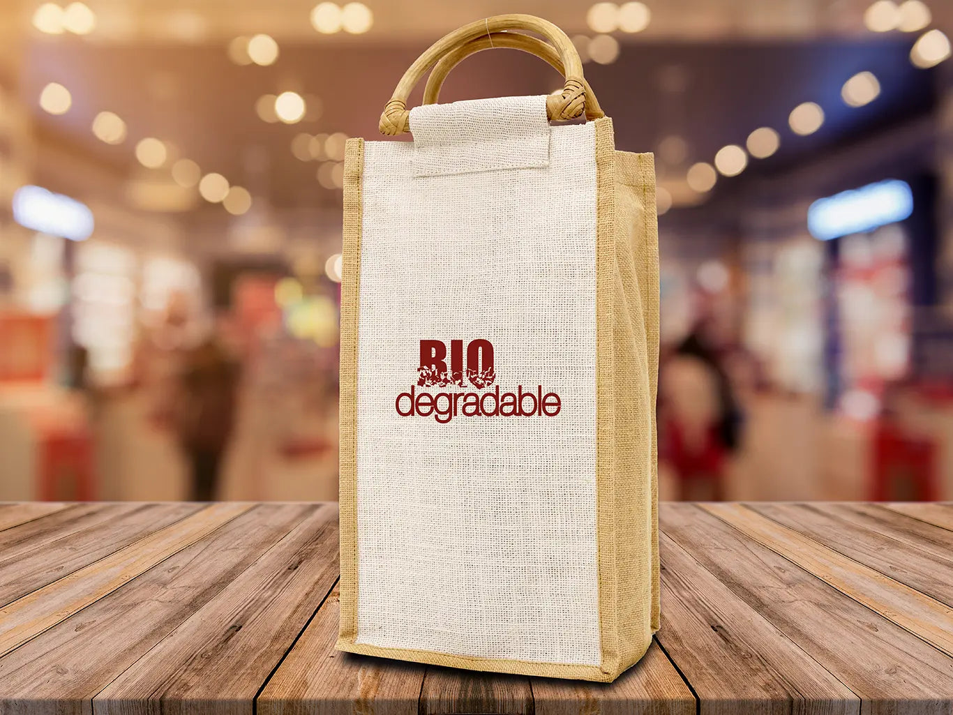 Ecorite Jute 4 Bottle Wine Tote - B3785