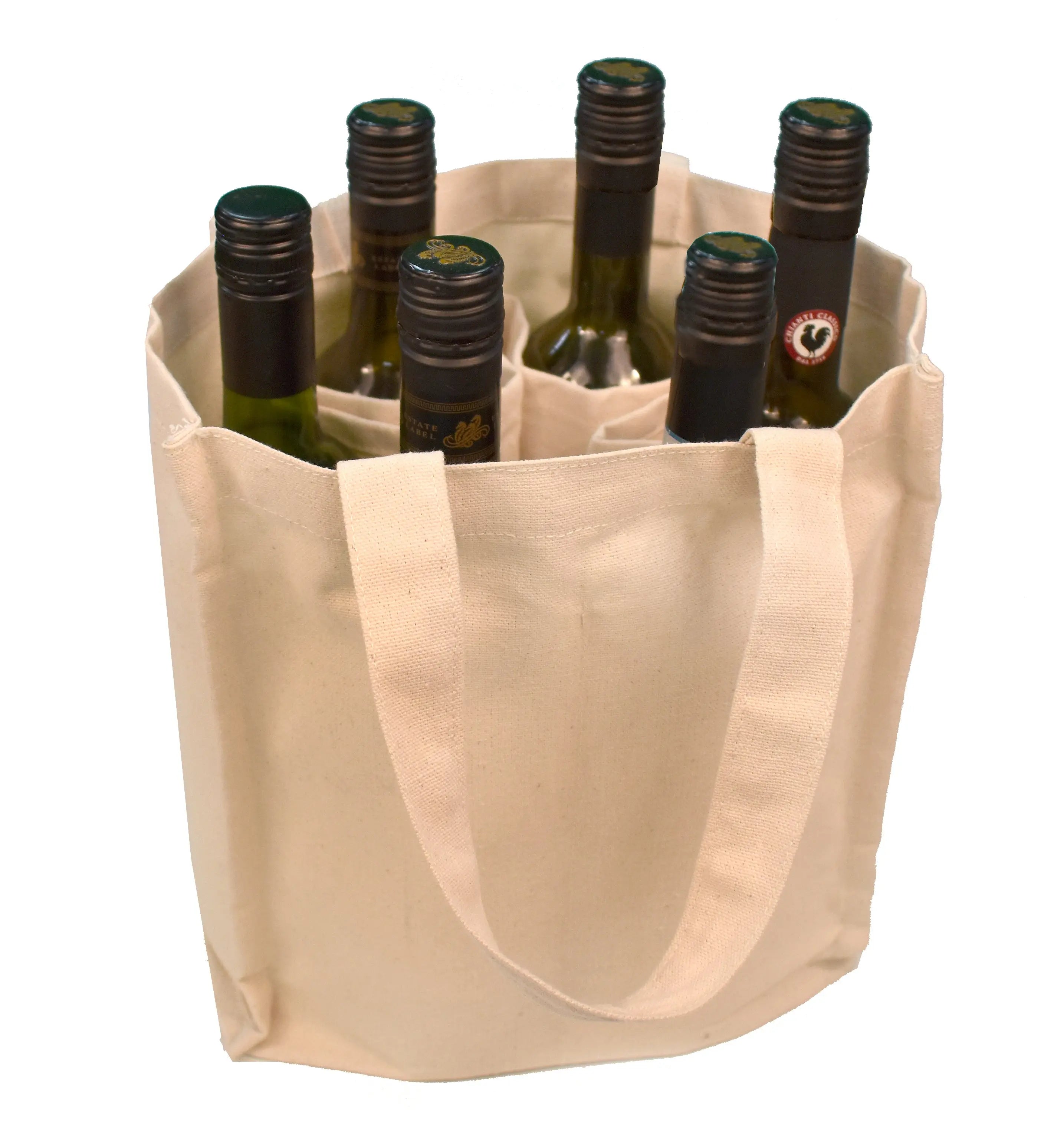 Ecorite Cotton Canvas 6 bottle Wine Tote - B3800