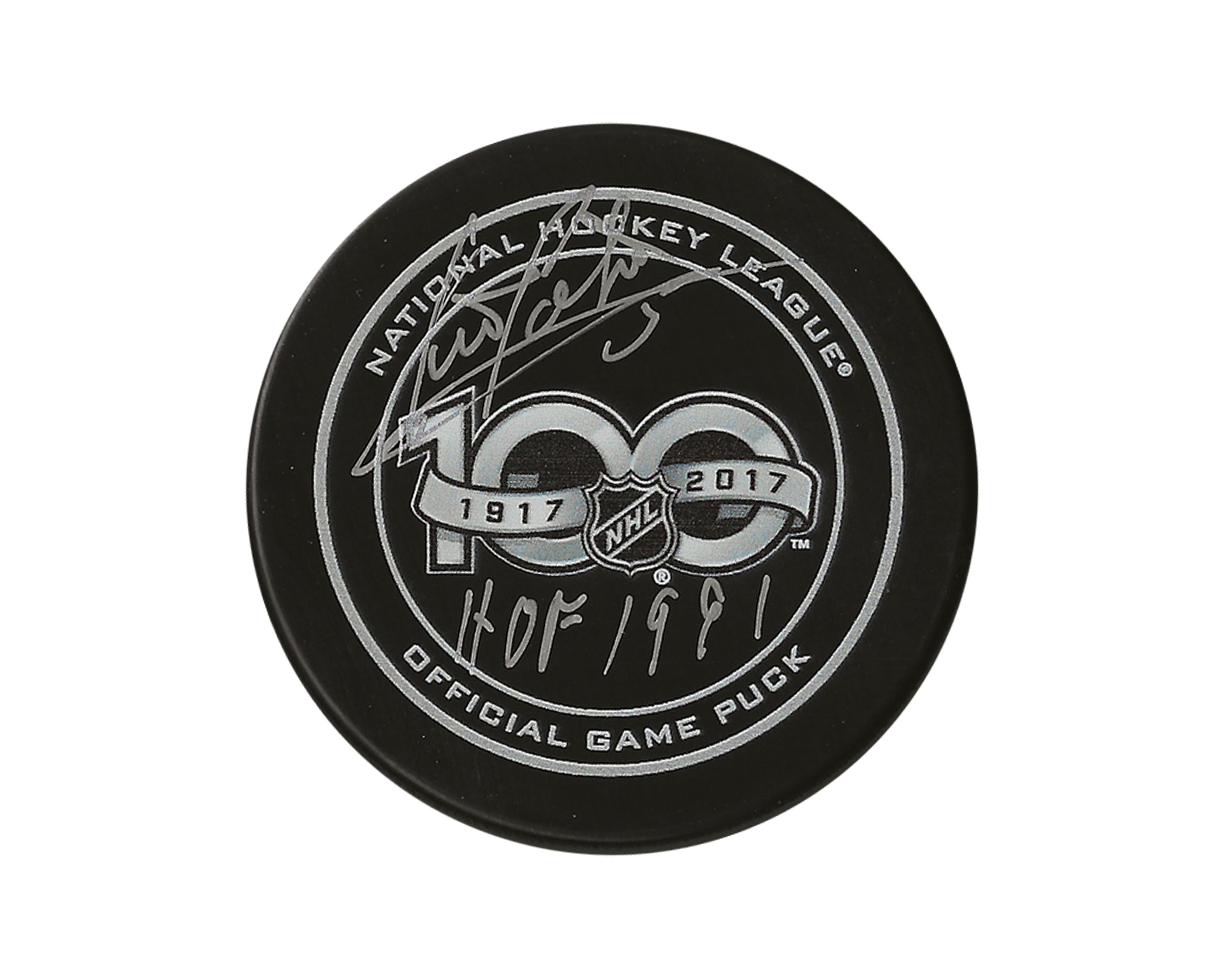 Denis Potvin Autographed NHL 100th Anniversary Official Game Puck Inscribed 