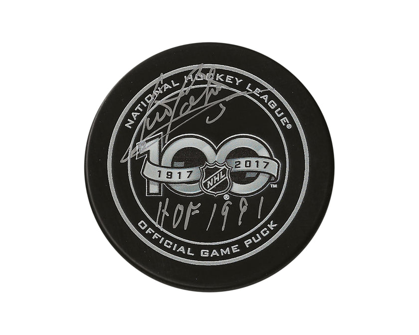 Denis Potvin Autographed NHL 100th Anniversary Official Game Puck Inscribed 