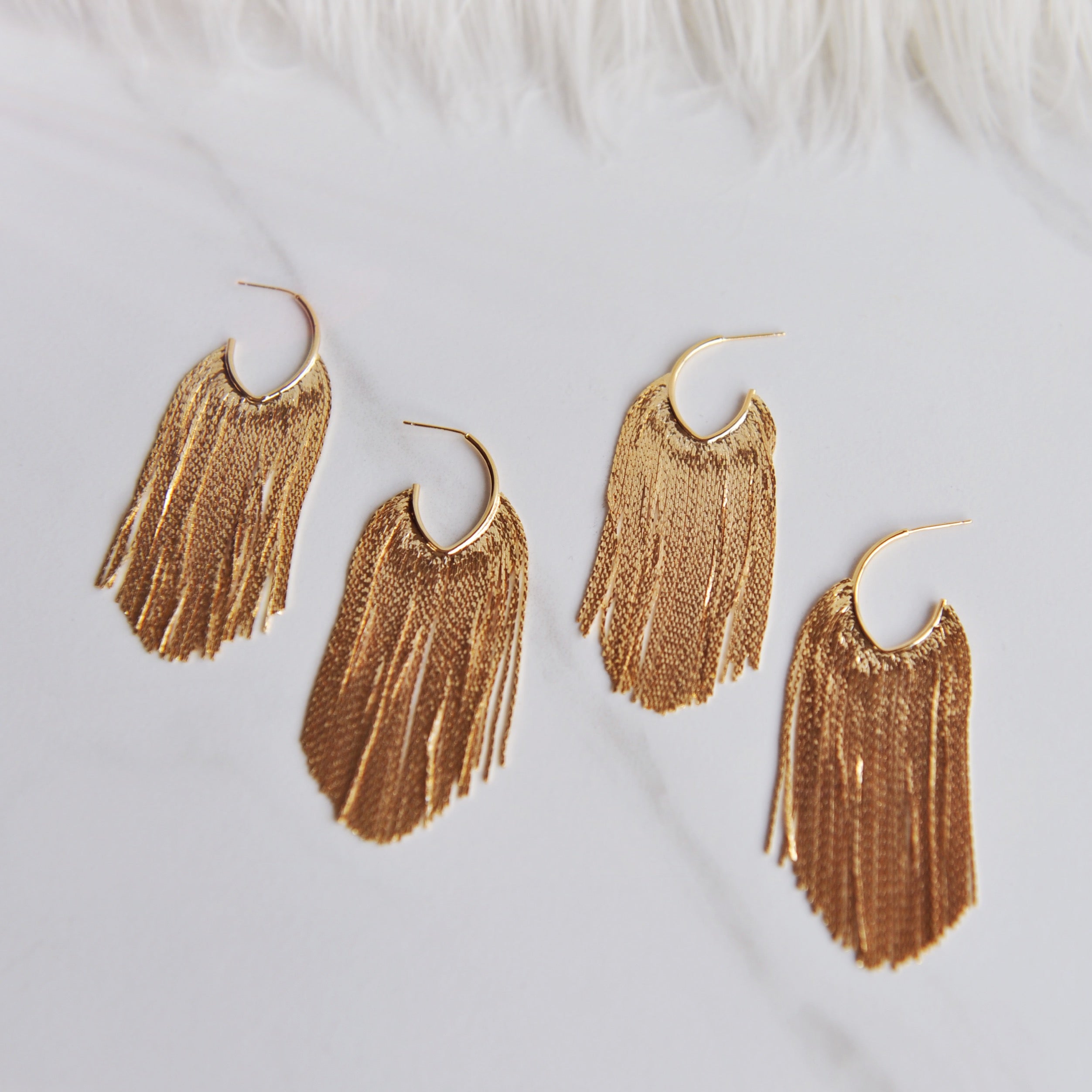 POPPY Gold Tassel Earrings, Glam, Party Earrings
