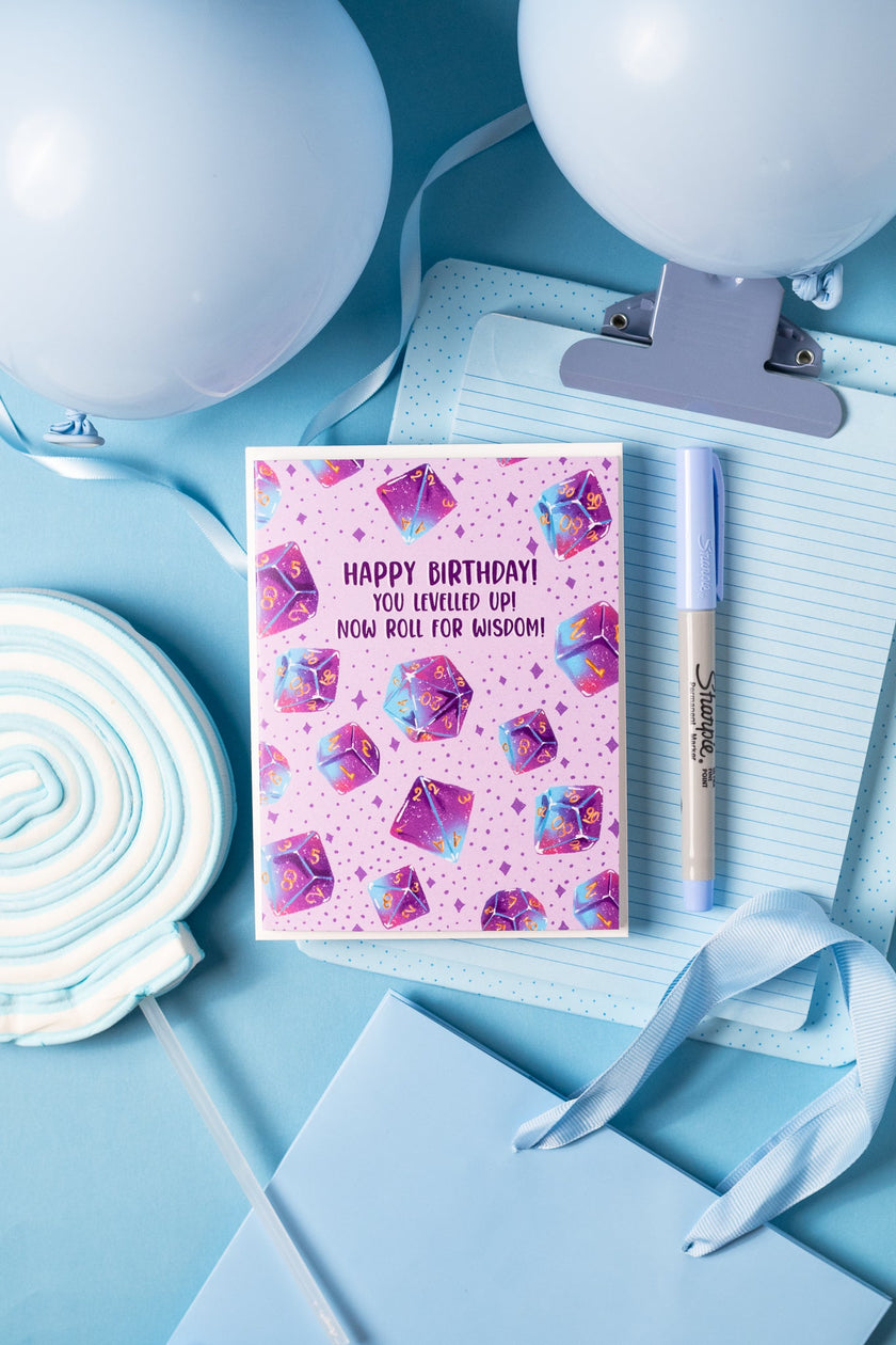 Happy Birthday! You Levelled up! Now Roll For Wisdom! - Greeting Card
