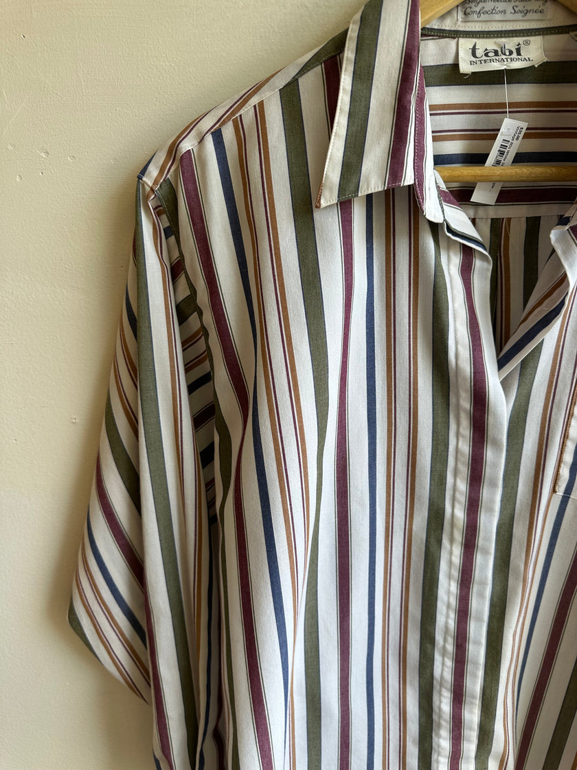 Vintage Tabi Striped Button-Up Shirt | Size Medium