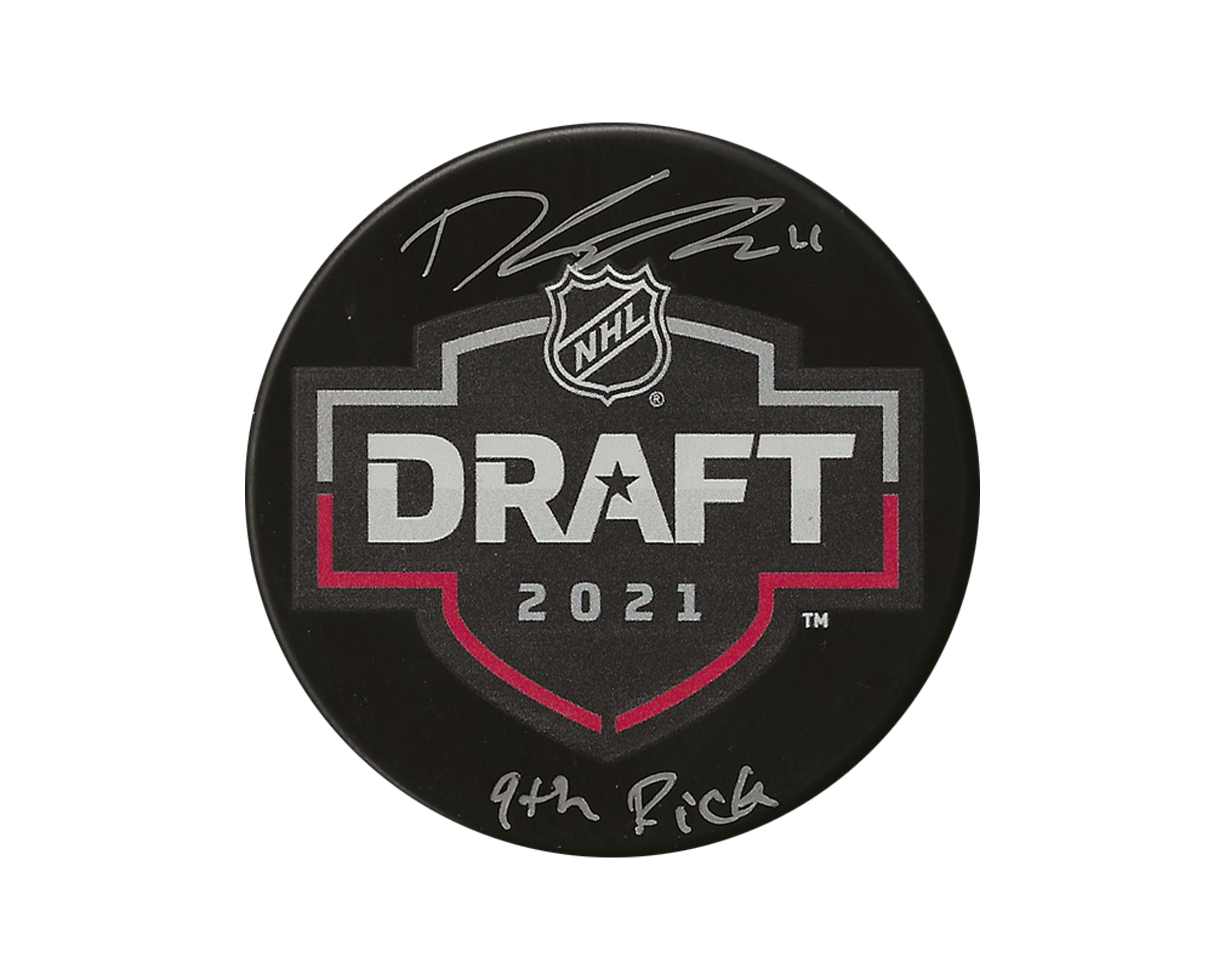 Dylan Guenther Autographed 2021 NHL Draft Puck Inscribed 
