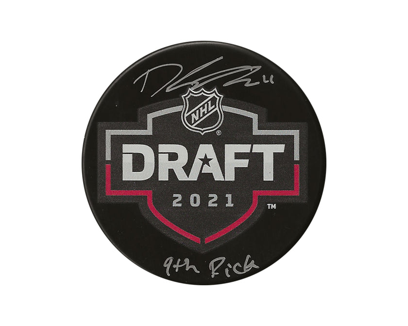 Dylan Guenther Autographed 2021 NHL Draft Puck Inscribed 