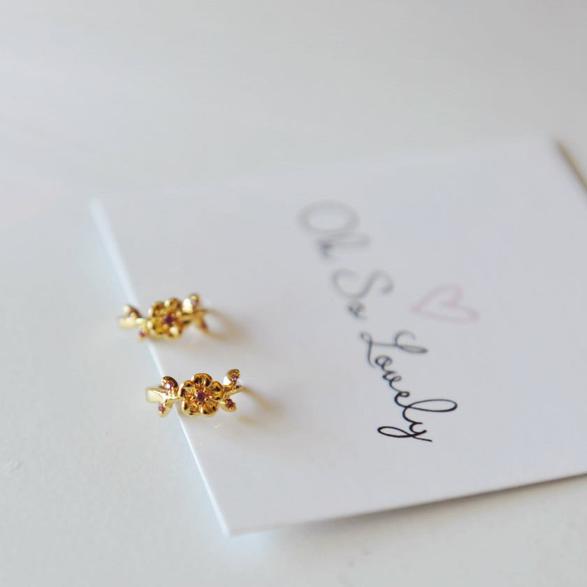 Blossom Floral Huggie Hoop Earrings
