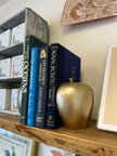 Vintage Heavyweight Gold Ceramic Apple Bookends (Set of 2)