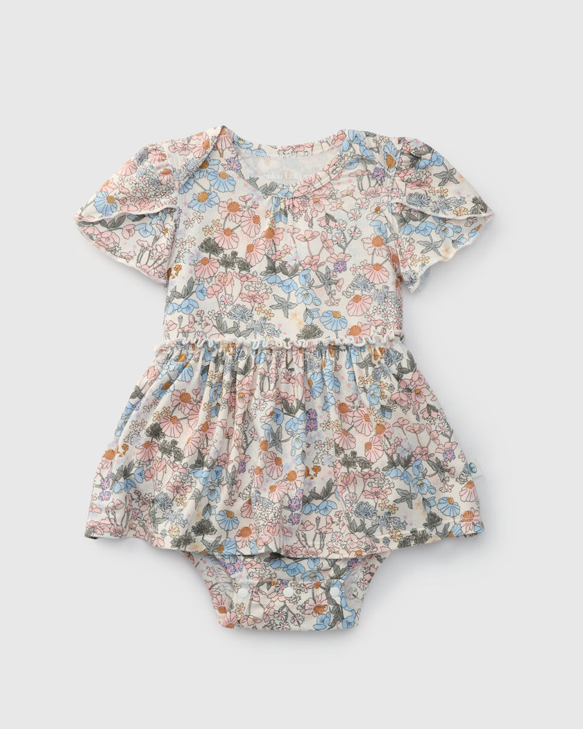Short Sleeve Bodysuit Dress - English Garden