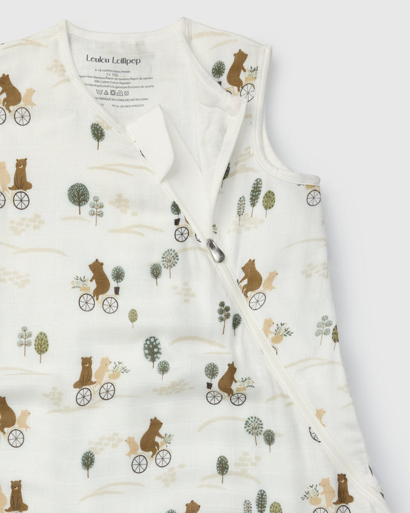 Baby Bamboo Muslin Sleep Sack 0.5 TOG - Bears on Bikes